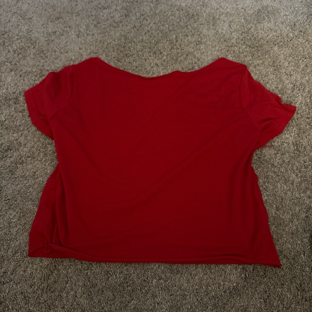 SHEIN Red Crop Relaxed Short Sleeve T-Shirt